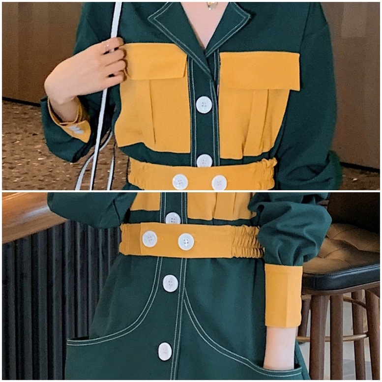 2color 配色ワンピース サファリワンピース