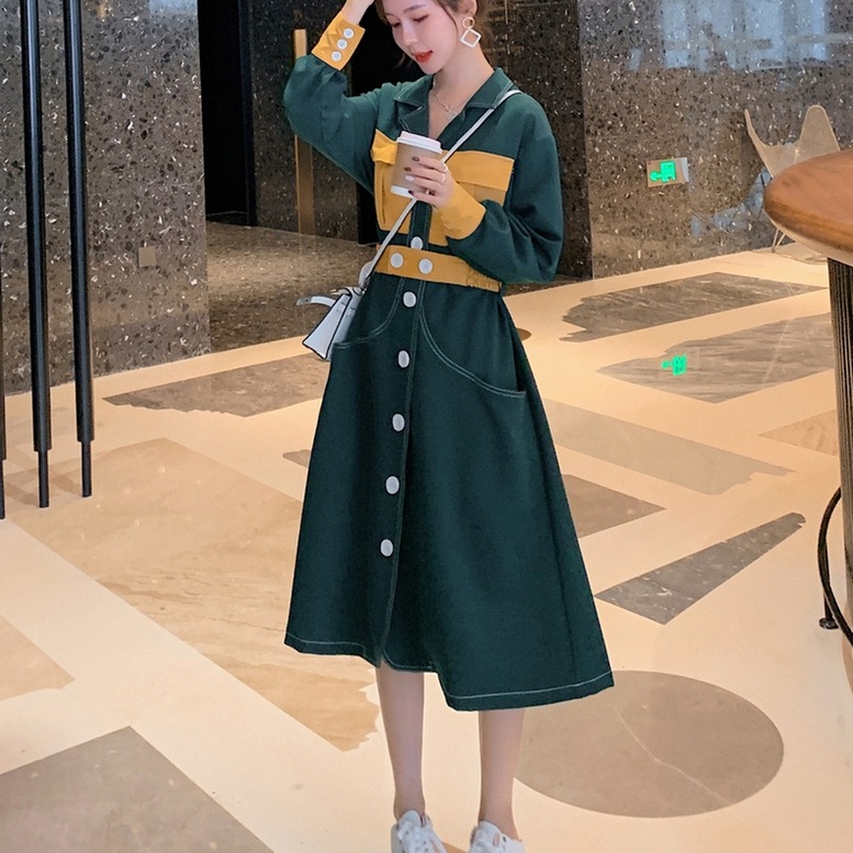 2color 配色ワンピース サファリワンピース