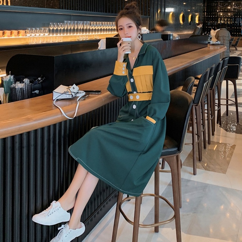 2color 配色ワンピース サファリワンピース