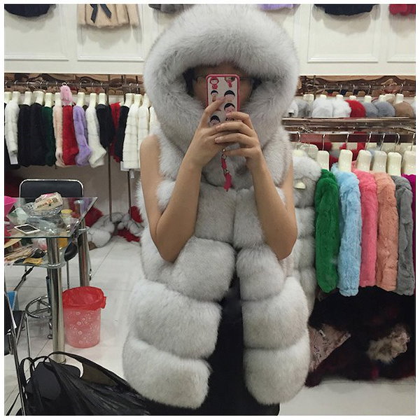 アイボリー ファー ベスト リアルファー 毛皮 g2d18_3.jpg