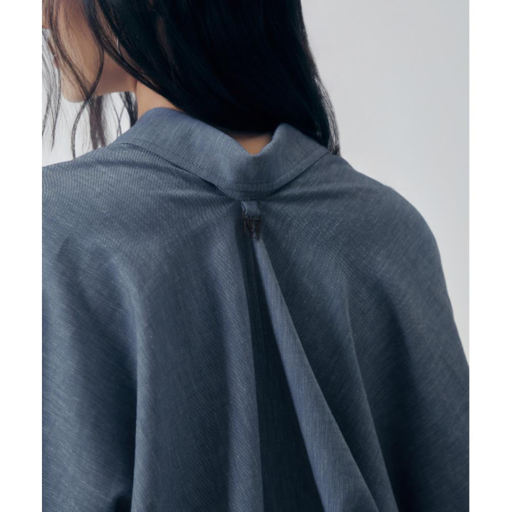 TREEMINGBIRD Oversized Poncho Short Sleeve Shirt Blue