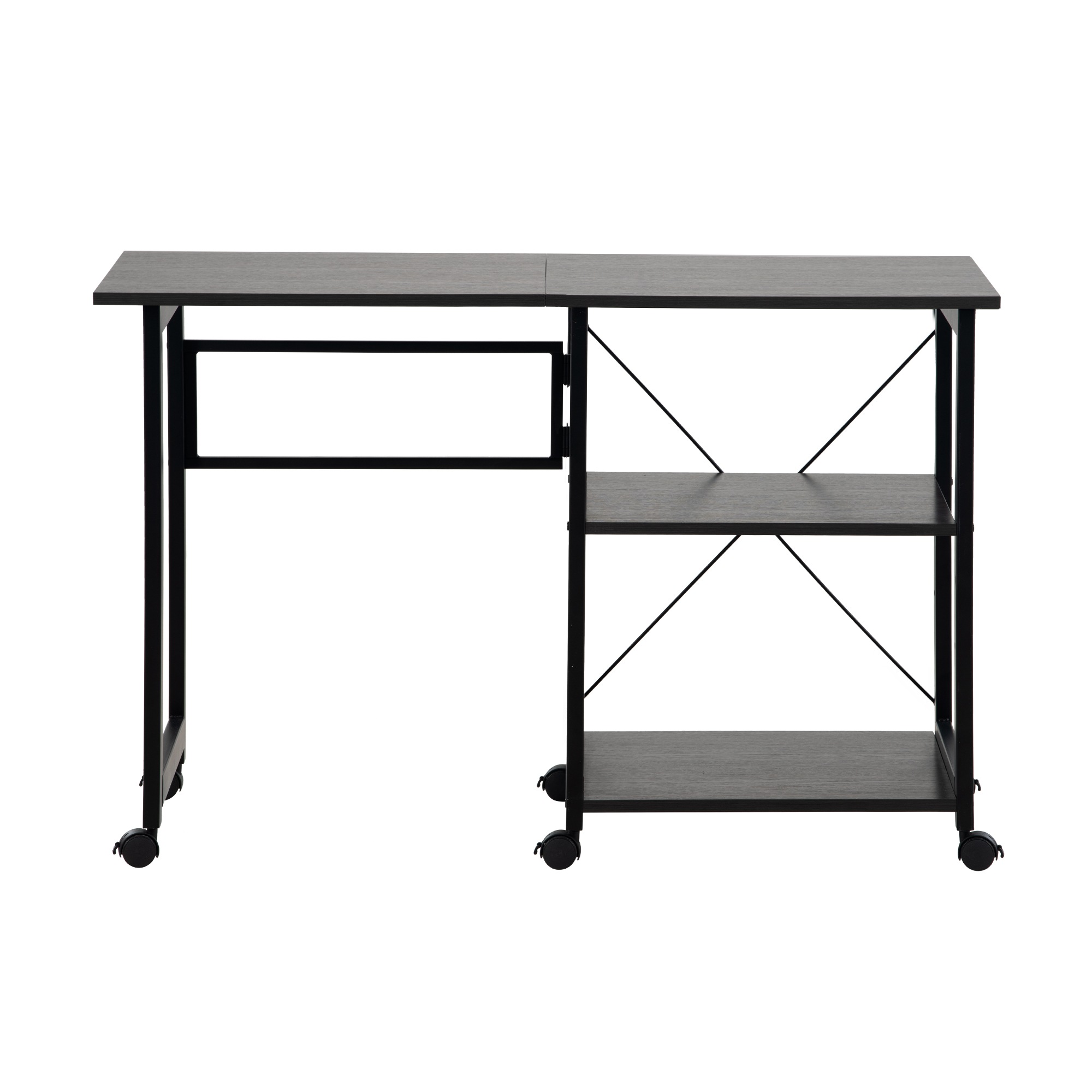 【国内即発送】【新品登場】パソコンデスク 折りたたみデスク 簡易デスク オフィスデスク 学習デスク 3段収納ラック キャスター付き【ブラック】302 【国内即発送】【新品登場】パソコンデスク 折りたたみデスク 簡易デスク オフィスデスク 学習デスク 3段収納ラック キャスター付き【ブラック】302