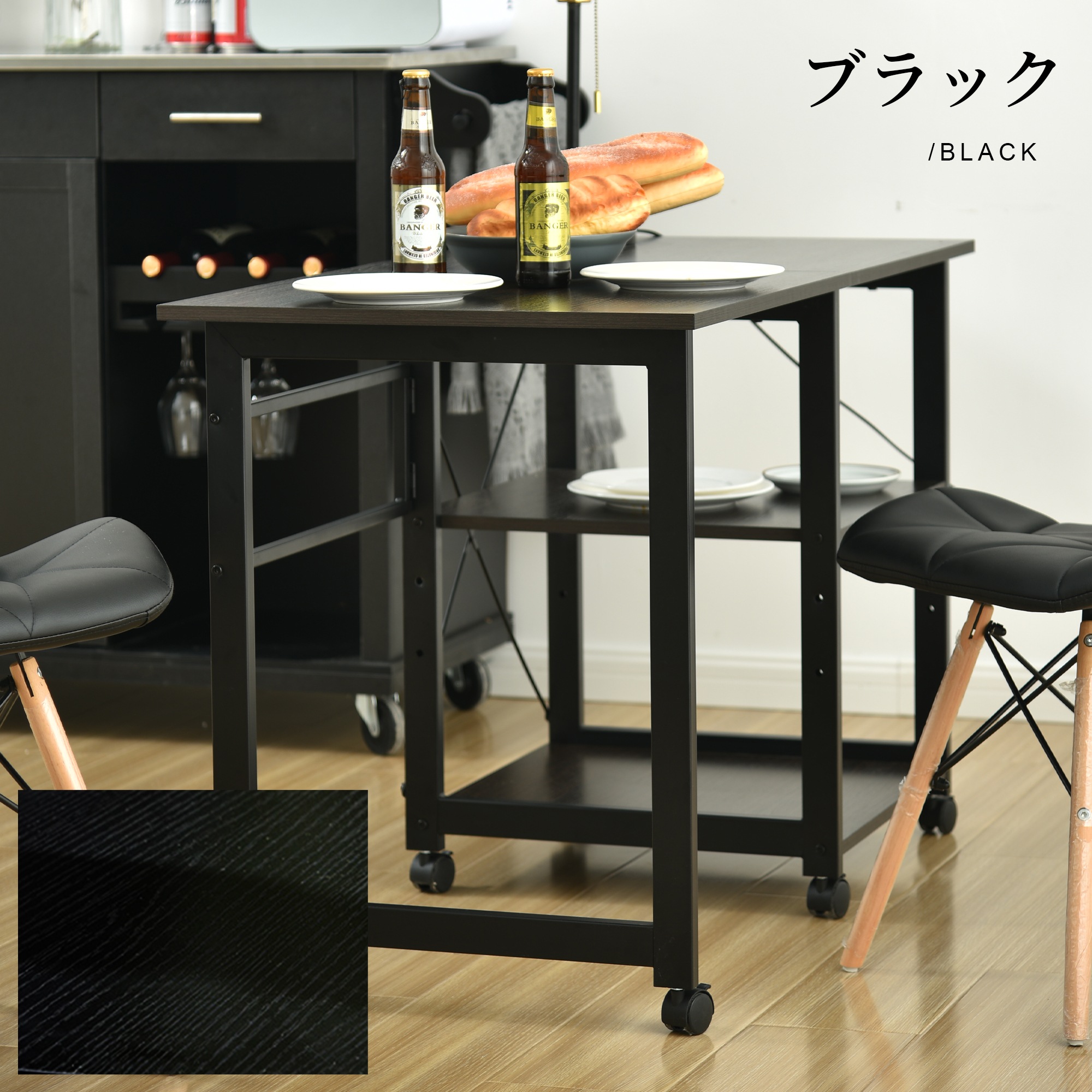 【国内即発送】【新品登場】パソコンデスク 折りたたみデスク 簡易デスク オフィスデスク 学習デスク 3段収納ラック キャスター付き【ブラック】302 【国内即発送】【新品登場】パソコンデスク 折りたたみデスク 簡易デスク オフィスデスク 学習デスク 3段収納ラック キャスター付き【ブラック】302