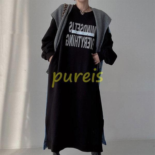 スウェットワンピース 長袖 マキシ丈 レディース オーバーサイズ デニムワンピース 春 スウェット ロングトレーナー ドロップショルダー クルーネック スウェットワンピース 長袖 マキシ丈 レディース オーバーサイズ デニムワンピース 春 スウェット ロングトレーナー ドロップショルダー クルーネック