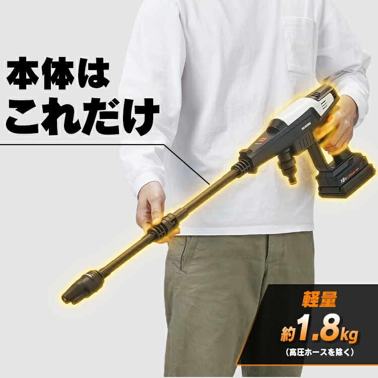 【公式】 高圧洗浄機 コードレス 充電式 水道不要 ハンディウォッシャー ホワイト JHW-201 コードレス充電式 ハンディ コンパクト 軽量 家庭用 洗車セット 清掃 メガ割