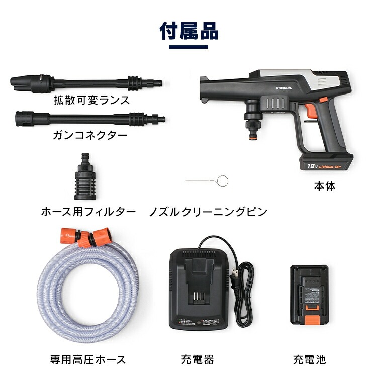 【公式】 高圧洗浄機 コードレス 充電式 水道不要 ハンディウォッシャー ホワイト JHW-201 コードレス充電式 ハンディ コンパクト 軽量 家庭用 洗車セット 清掃 メガ割