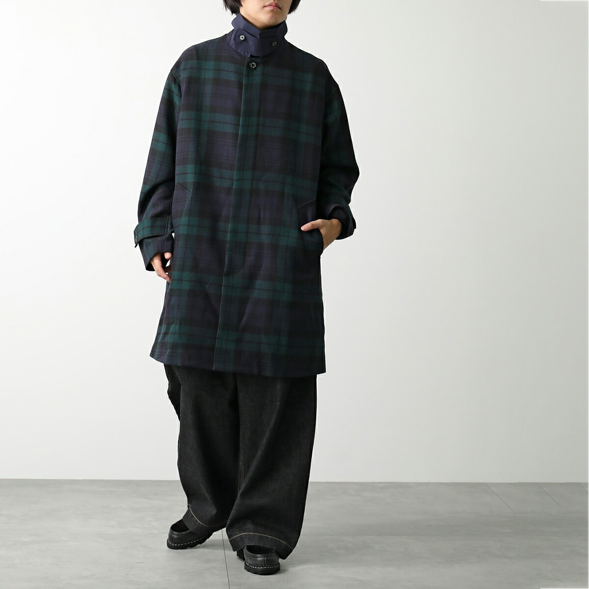 美品 マッキントッシュ ステンカラーコート ライナー 38M 緑 ハウスチェック マッキントッシュ MACKINTOSH MACKINTOSH ステンカラーコート