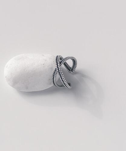 HEYHORANG公式取扱店 925silver* Two-line Cross Dot silver リング ATEEZ 韓国アイドル