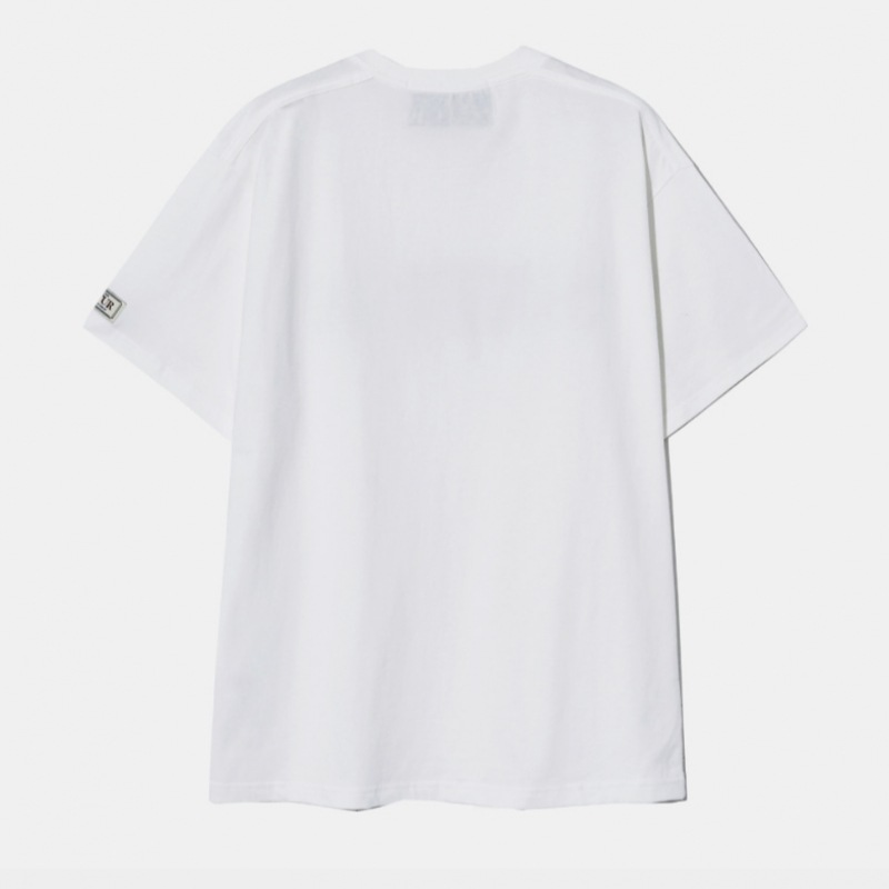 SATUR クラシックレターロゴショートスリーブ T シャツクリーンホワイト