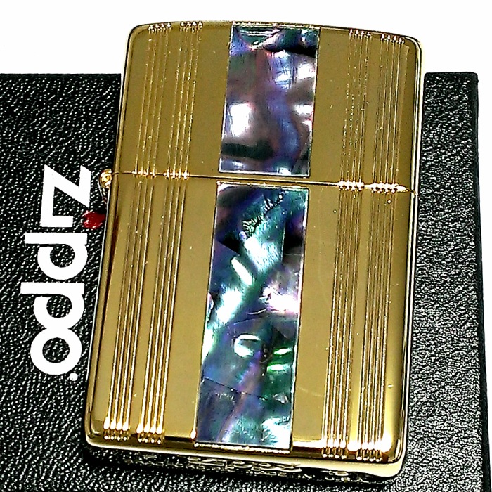 ZIPPO ライター ラインシェル ジッポー ゴールドインサイドユニット 金タンク かっこいい 天然貝 ギフト プレゼント おしゃれ メンズ