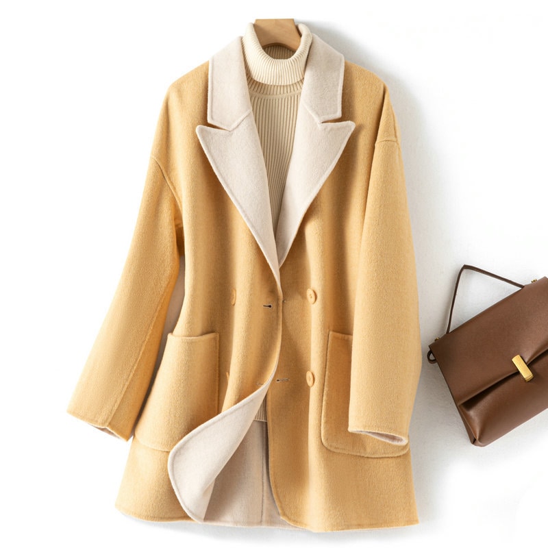 両面には両面のカシミヤ純ウールコートを着ることができる女性2023新秋冬ゆるい毛コートの小さいスーツ