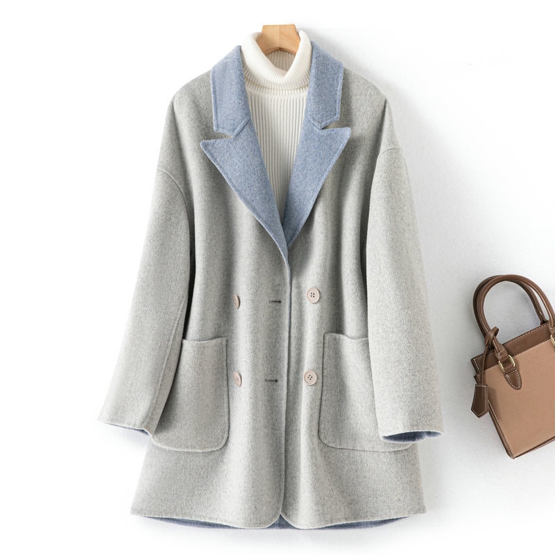 両面には両面のカシミヤ純ウールコートを着ることができる女性2023新秋冬ゆるい毛コートの小さいスーツ