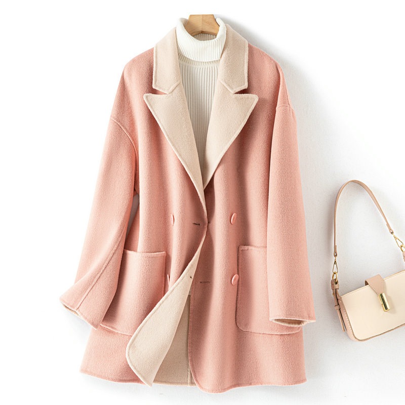 両面には両面のカシミヤ純ウールコートを着ることができる女性2023新秋冬ゆるい毛コートの小さいスーツ
