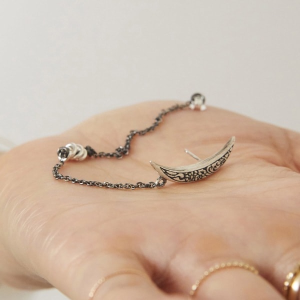 bts ジミン着用 E807 三日月シルバーイヤリング