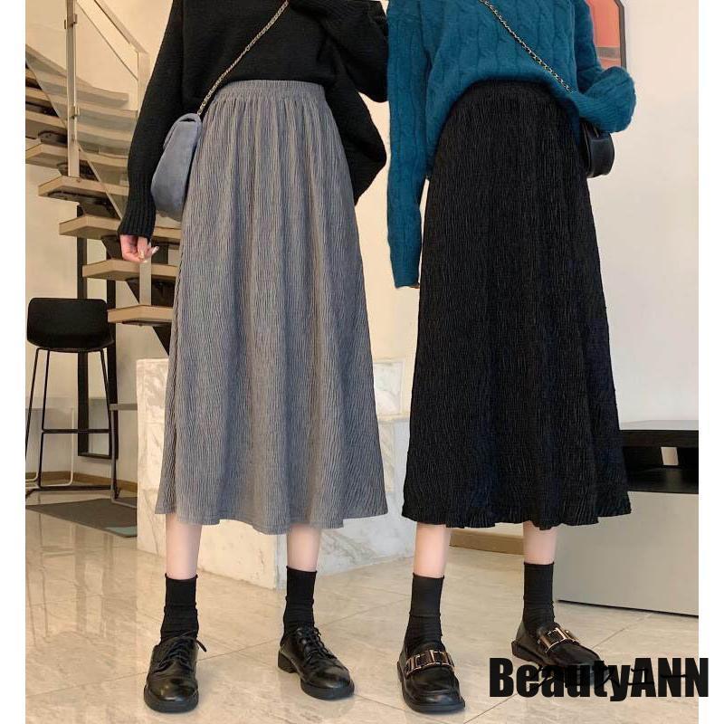 新生活 スカート ミモレ丈スカート レディース 秋 冬 秋冬 黒 ミモレ丈 グレー アイボリー ブラウン ウエストゴム ボトムス プレゼント ギフト