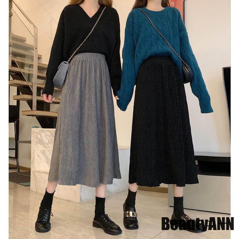 新生活 スカート ミモレ丈スカート レディース 秋 冬 秋冬 黒 ミモレ丈 グレー アイボリー ブラウン ウエストゴム ボトムス プレゼント ギフト