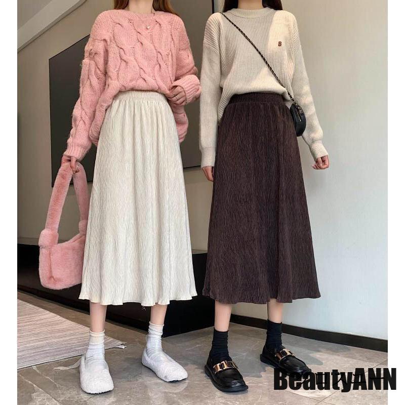 新生活 スカート ミモレ丈スカート レディース 秋 冬 秋冬 黒 ミモレ丈 グレー アイボリー ブラウン ウエストゴム ボトムス プレゼント ギフト