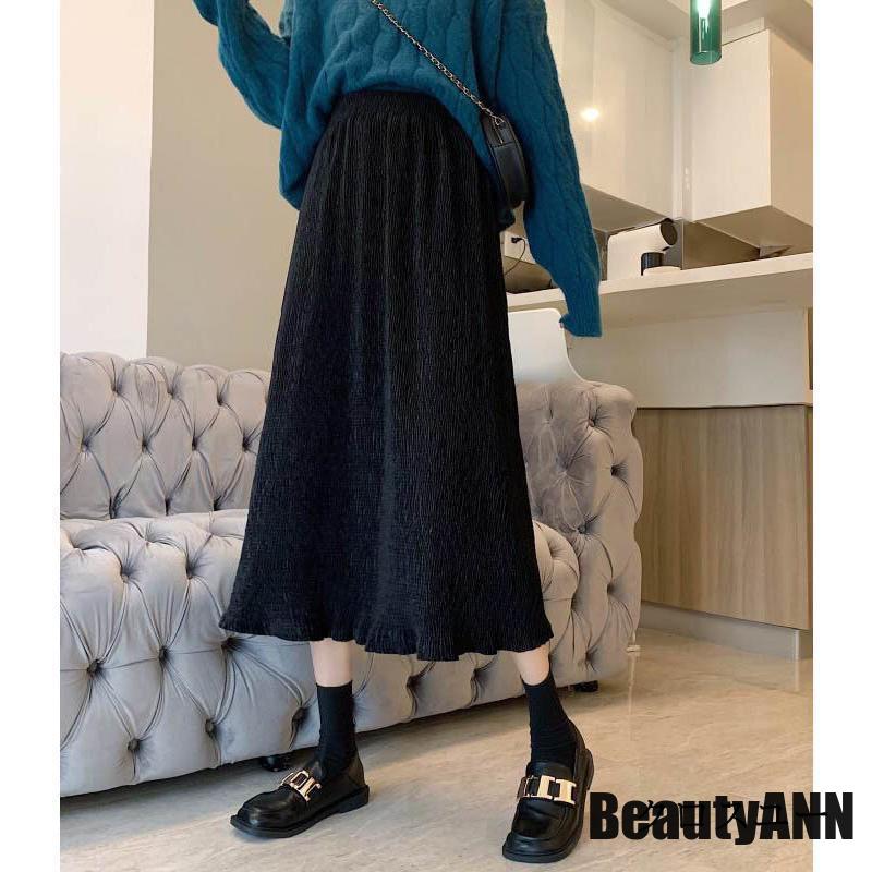 新生活 スカート ミモレ丈スカート レディース 秋 冬 秋冬 黒 ミモレ丈 グレー アイボリー ブラウン ウエストゴム ボトムス プレゼント ギフト