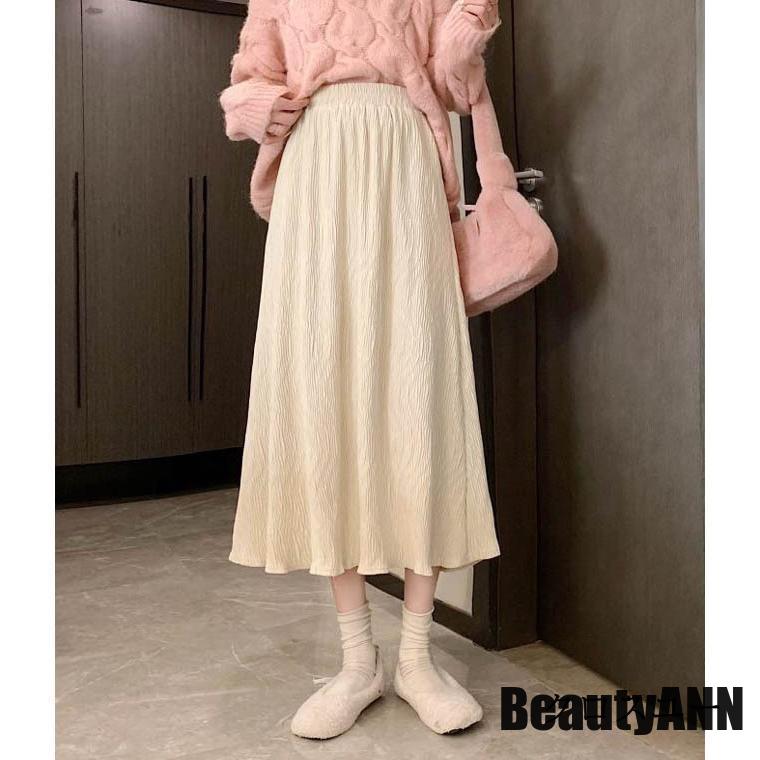 新生活 スカート ミモレ丈スカート レディース 秋 冬 秋冬 黒 ミモレ丈 グレー アイボリー ブラウン ウエストゴム ボトムス プレゼント ギフト