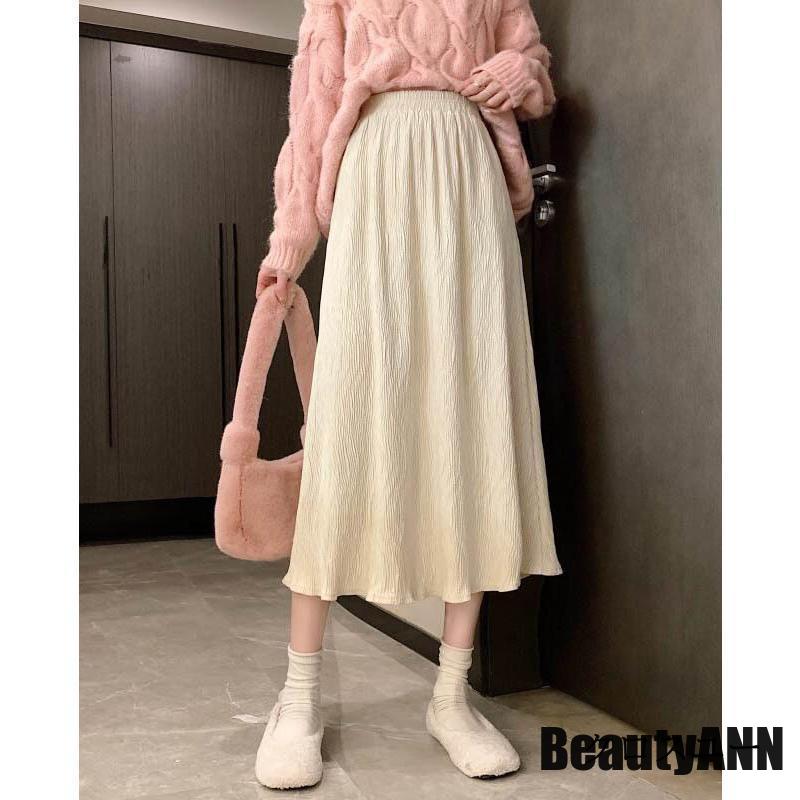 新生活 スカート ミモレ丈スカート レディース 秋 冬 秋冬 黒 ミモレ丈 グレー アイボリー ブラウン ウエストゴム ボトムス プレゼント ギフト