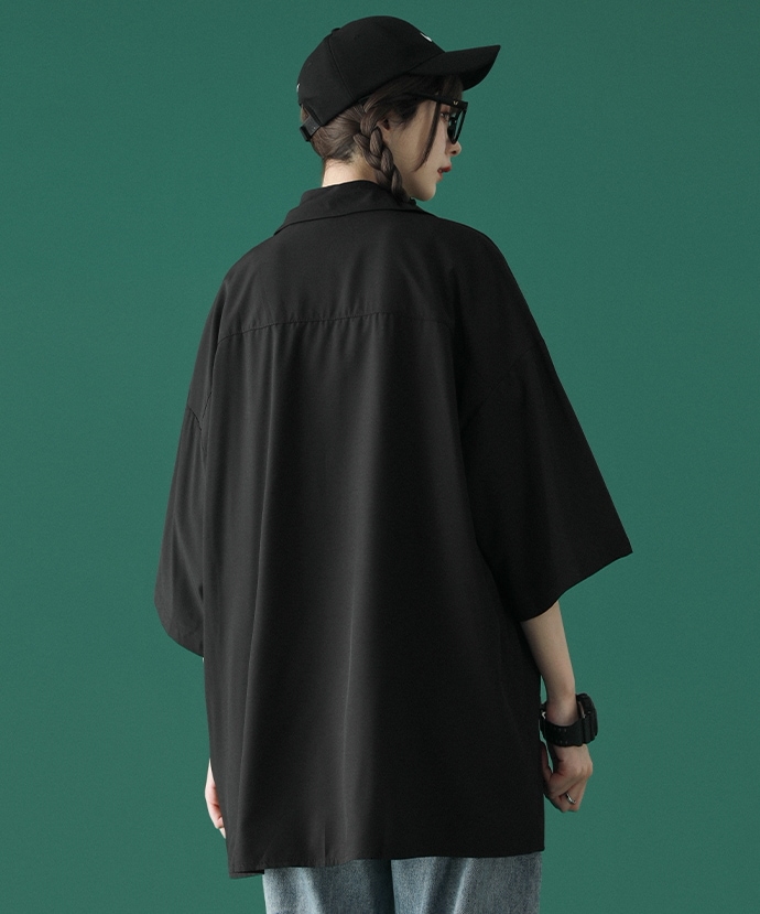 男女兼用 トップス シャツ ビッグT ミディアム丈 袖あり 5分袖 襟付き 前開き 大人可愛い シンプル カジュアル おしゃれ かっこいい アジアン エスニック エキゾチック ラフ メンズライク 男女兼用 トップス シャツ ビッグT ミディアム丈 袖あり 5分袖 襟付き 前開き 大人可愛い シンプル カジュアル おしゃれ かっこいい アジアン エスニック エキゾチック ラフ メンズライク