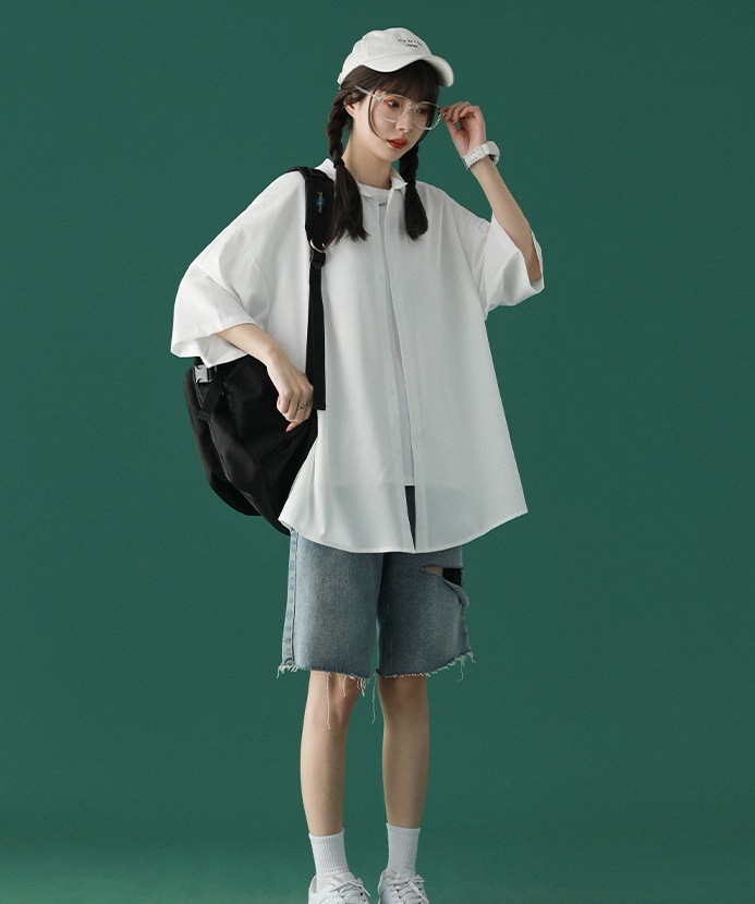 男女兼用 トップス シャツ ビッグT ミディアム丈 袖あり 5分袖 襟付き 前開き 大人可愛い シンプル カジュアル おしゃれ かっこいい アジアン エスニック エキゾチック ラフ メンズライク 男女兼用 トップス シャツ ビッグT ミディアム丈 袖あり 5分袖 襟付き 前開き 大人可愛い シンプル カジュアル おしゃれ かっこいい アジアン エスニック エキゾチック ラフ メンズライク