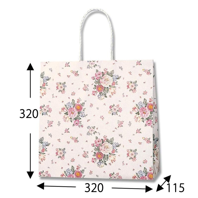 （まとめ買い）シモジマ HEIKO 手提げ紙袋 Pスムースバッグ 3才 ローズブーケ 25枚 幅320xマチ115x高320mm 003154107 [x3セット]