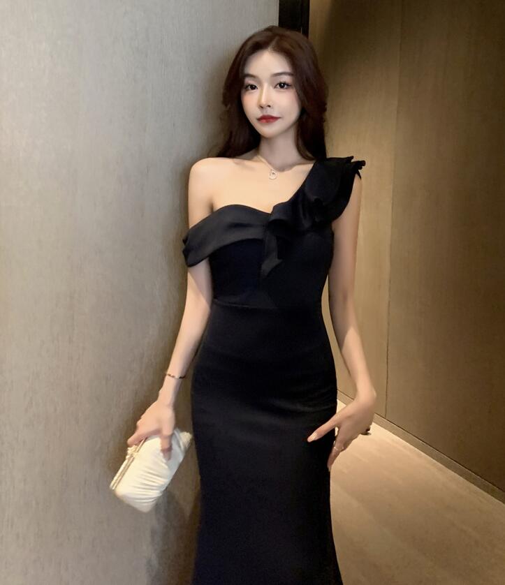 【送料無料】シンプル 着痩せ ロングドレス 優雅 イベント 女子会 カクテルドレス ワンピドレス パーティードレス