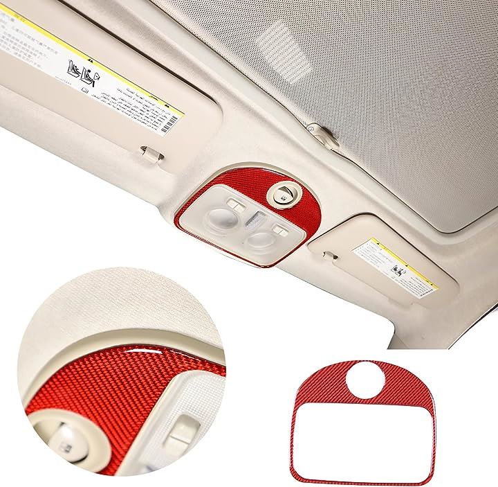 新型 フィアット 500 2011～2019に適用 ルームランプトリム リーディングライトパネル リア ルームランプカバー(レッド, レッド)