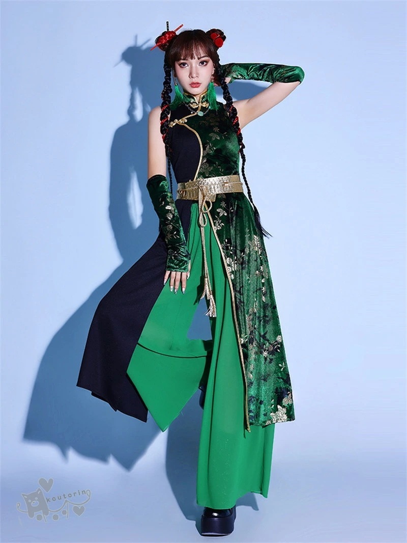 出血大サービス ダンス衣装緑 中華風 チャイナドレス ダンス衣装 セットアップ レディース k-pop 衣装 大人 ワンピース スカート ジャズダンス 演出服 ダンスセット 韓国 アイドル 衣装 DJ 出血大サービス ダンス衣装緑 中華風 チャイナドレス ダンス衣装 セットアップ レディース k-pop 衣装 大人 ワンピース スカート ジャズダンス 演出服 ダンスセット 韓国 アイドル 衣装 DJ