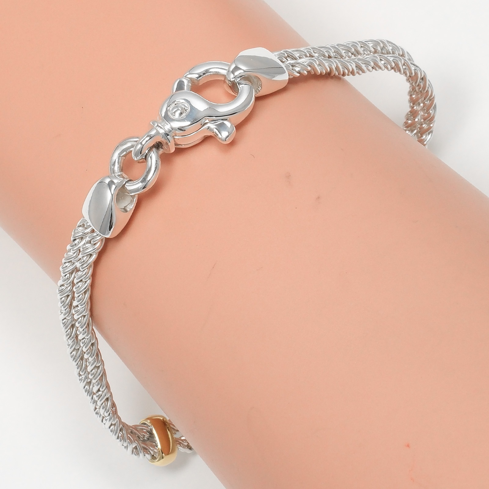 ダブルハート ロープ ヴィンテージ 腕周り約17.8cm ブレスレット シルバー925 約27.9g レディース 中古品 Aランク ダブルハート ロープ ヴィンテージ 腕周り約17.8cm ブレスレット シルバー925 約27.9g レディース 中古品 Aランク