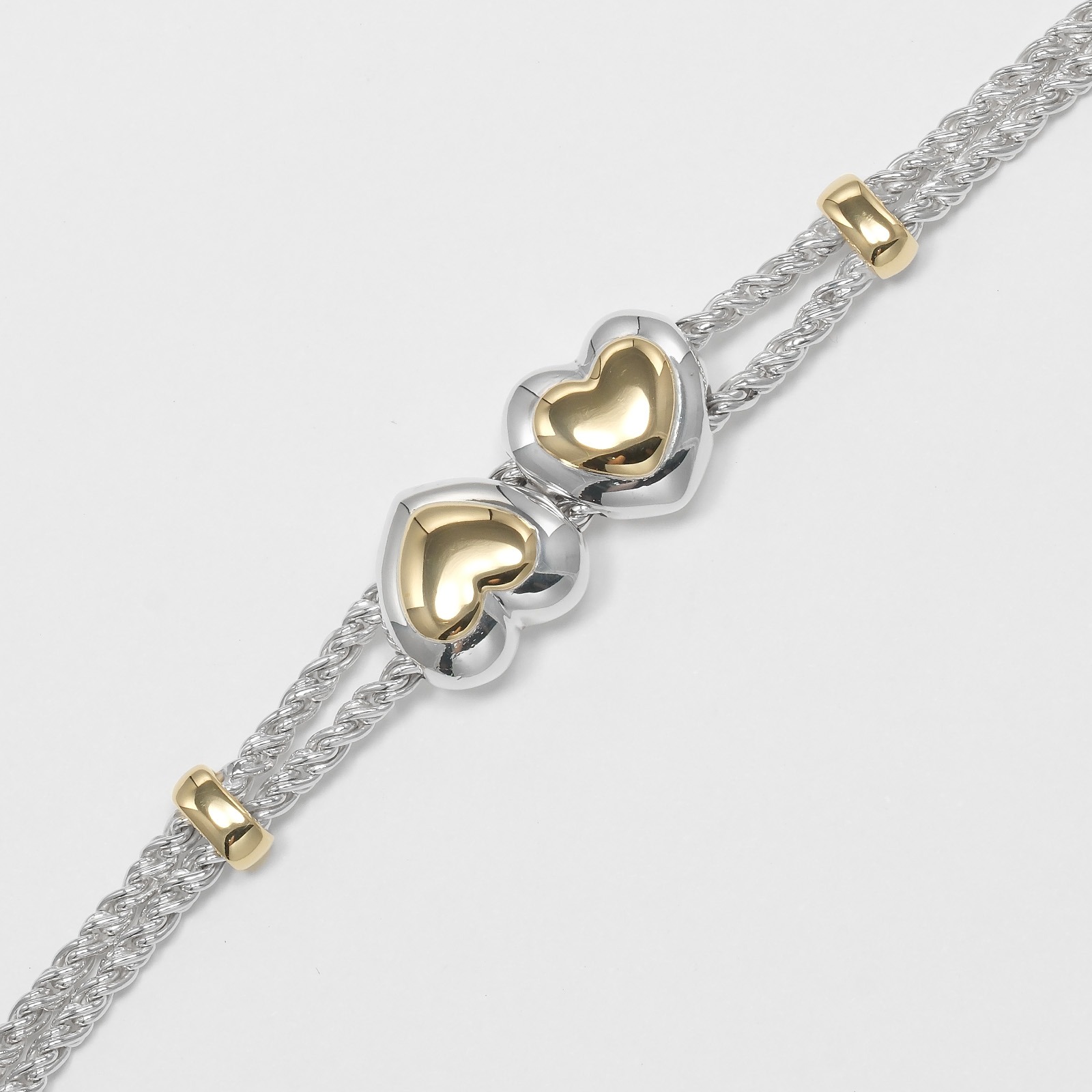 ダブルハート ロープ ヴィンテージ 腕周り約17.8cm ブレスレット シルバー925 約27.9g レディース 中古品 Aランク ダブルハート ロープ ヴィンテージ 腕周り約17.8cm ブレスレット シルバー925 約27.9g レディース 中古品 Aランク