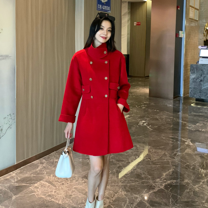 小柄リバーシブルコート婦人秋洋風ロングハイサイドリバーシブルムートンコート