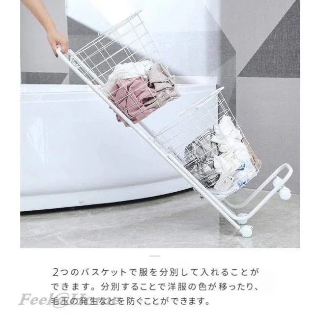 ランドリーバスケット スリム キャスター 2段 洗濯カゴ おしゃれ 大容量 二段 ワイヤーバスケット ランドリーバスケット スリム キャスター 2段 洗濯カゴ おしゃれ 大容量 二段 ワイヤーバスケット