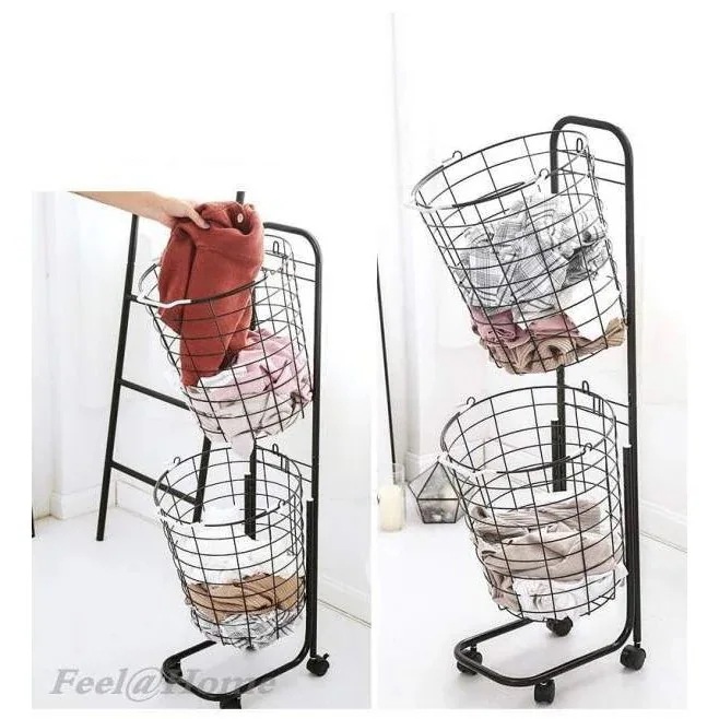 ランドリーバスケット スリム キャスター 2段 洗濯カゴ おしゃれ 大容量 二段 ワイヤーバスケット ランドリーバスケット スリム キャスター 2段 洗濯カゴ おしゃれ 大容量 二段 ワイヤーバスケット