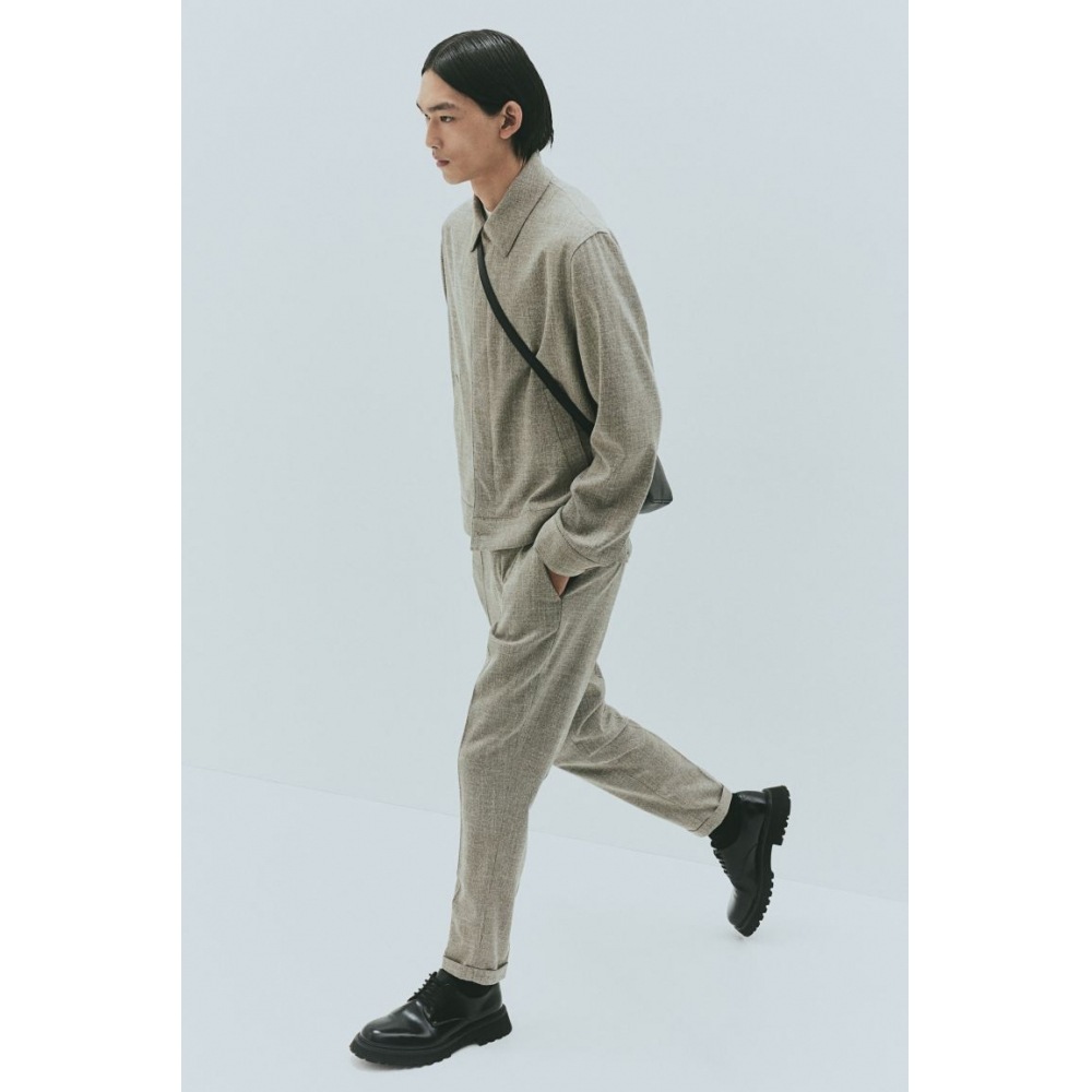 H&M テーラードパンツレギュラーフィットベージュメランジ H&M テーラードパンツレギュラーフィットベージュメランジ