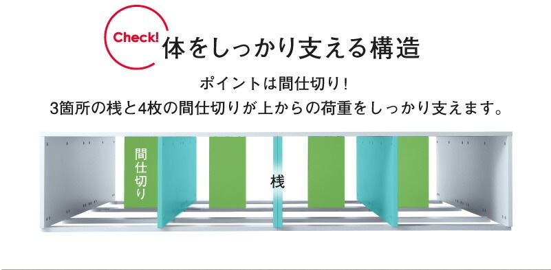 布団で寝られる 大容量収納ベッド [センペール2] 専用別売品 ハイタイプ引き出し2杯（ベッド本体なし） ホワイト