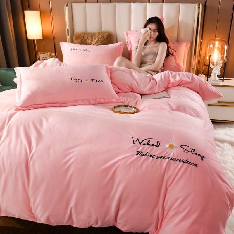 韓国 ins ベルベット 布団セット 寝具 四点セット 二重の暖かさ 裏起毛 吸湿発熱 洗濯機で洗