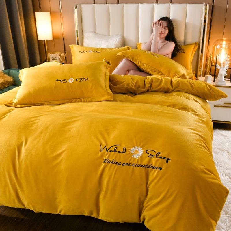 韓国 ins ベルベット 布団セット 寝具 四点セット 二重の暖かさ 裏起毛 吸湿発熱 洗濯機で洗