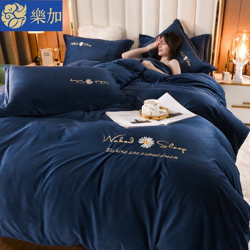 韓国 ins ベルベット 布団セット 寝具 四点セット 二重の暖かさ 裏起毛 吸湿発熱 洗濯機で洗