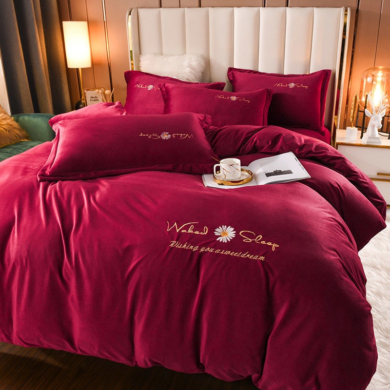 韓国 ins ベルベット 布団セット 寝具 四点セット 二重の暖かさ 裏起毛 吸湿発熱 洗濯機で洗