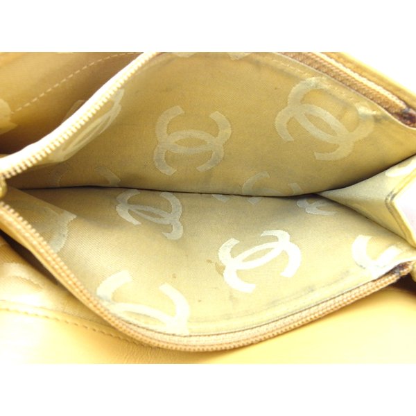長財布 ファスナー 二つ折り ココマーク ベージュ 中古