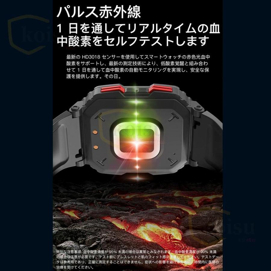 スマートウォッチ 軍用規格 血糖値 血圧測定 心拍数 健康管理 血中酸素 着信通知 通話機能 歩数計 体温測定 睡眠管理 日本製センサー 音楽・カメラ制御 天気予報