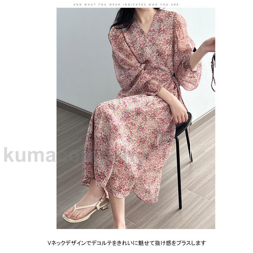 新発売!シフォンワンピース レディース ロングワンピース 花柄 Vネック 長袖 フレア 裏地付き 柔らかい 涼しい 女性らしい ゆったり 春夏秋 新発売!シフォンワンピース レディース ロングワンピース 花柄 Vネック 長袖 フレア 裏地付き 柔らかい 涼しい 女性らしい ゆったり 春夏秋