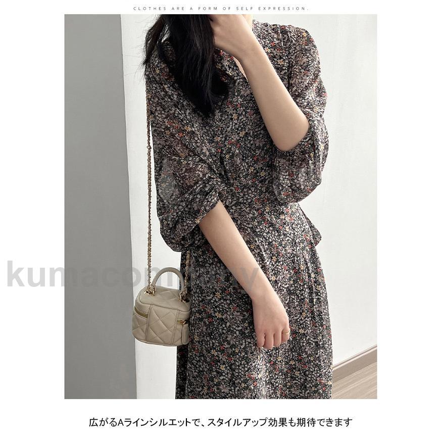 新発売!シフォンワンピース レディース ロングワンピース 花柄 Vネック 長袖 フレア 裏地付き 柔らかい 涼しい 女性らしい ゆったり 春夏秋 新発売!シフォンワンピース レディース ロングワンピース 花柄 Vネック 長袖 フレア 裏地付き 柔らかい 涼しい 女性らしい ゆったり 春夏秋