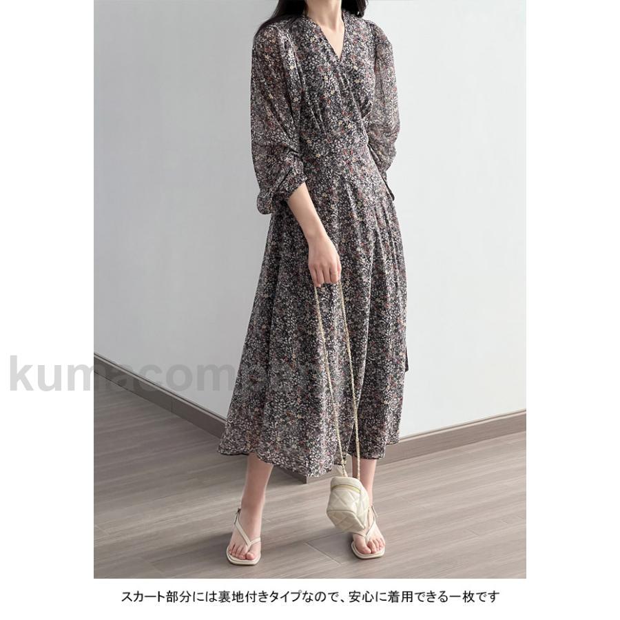 新発売!シフォンワンピース レディース ロングワンピース 花柄 Vネック 長袖 フレア 裏地付き 柔らかい 涼しい 女性らしい ゆったり 春夏秋 新発売!シフォンワンピース レディース ロングワンピース 花柄 Vネック 長袖 フレア 裏地付き 柔らかい 涼しい 女性らしい ゆったり 春夏秋