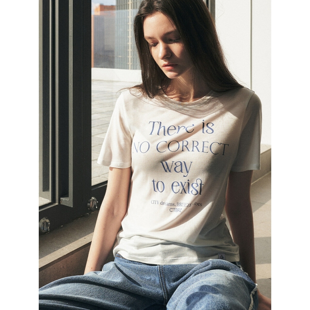 CITYBREEZE テンセルレタリングショートスリーブ T シャツホワイト