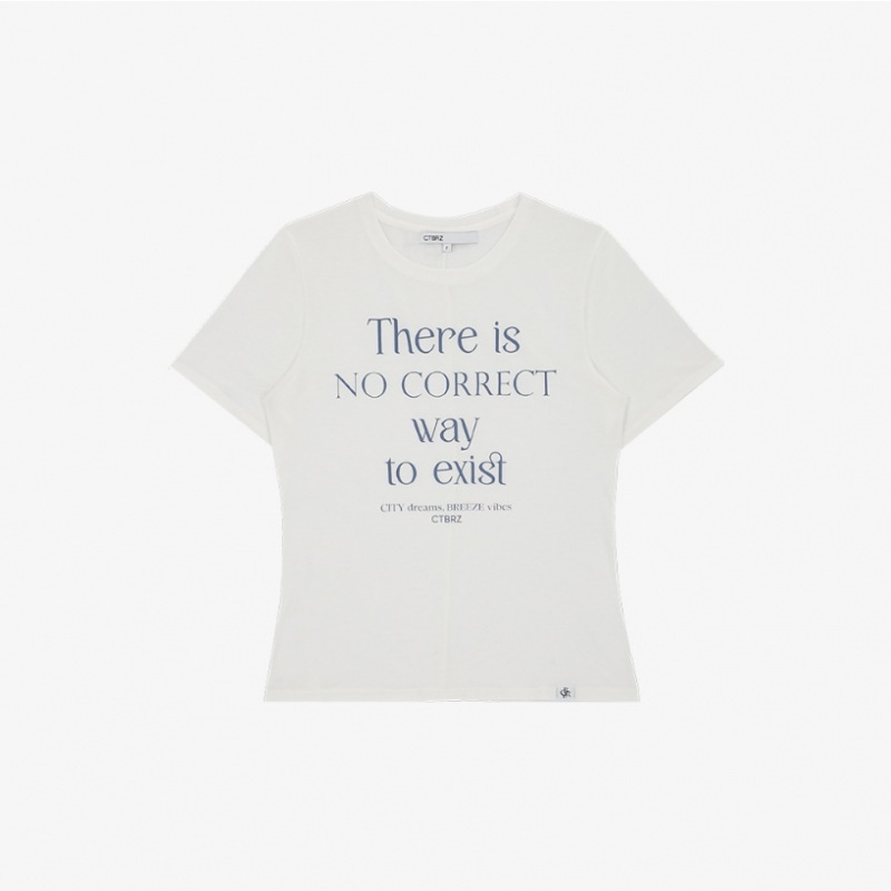CITYBREEZE テンセルレタリングショートスリーブ T シャツホワイト