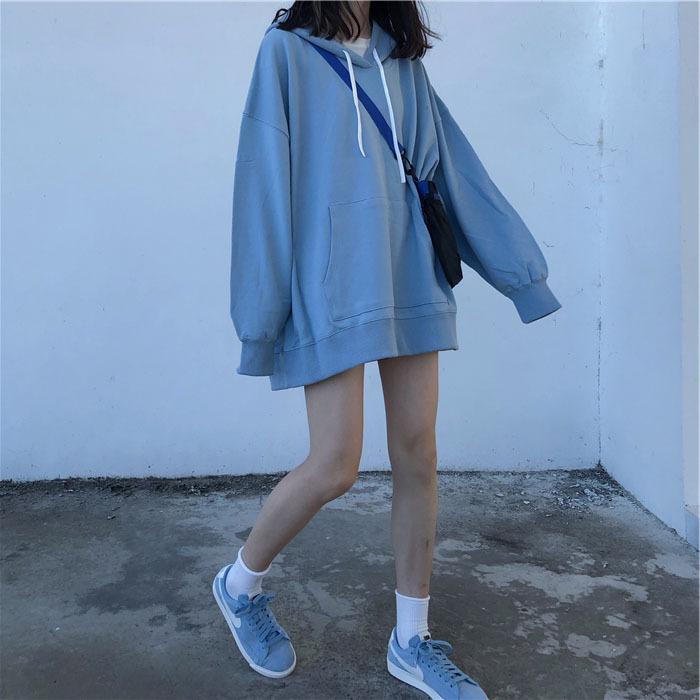 【超お得1つ買うと10個もらえる】急速出荷トップス パーカー トレーナー フーディー 袖あり 長袖 襟なし ノーカラー フード ワイド ポケット スウェット シンプル カジュアル かっこいい レトロ