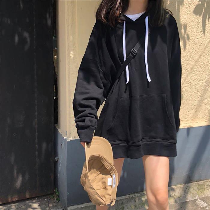 【超お得1つ買うと10個もらえる】急速出荷トップス パーカー トレーナー フーディー 袖あり 長袖 襟なし ノーカラー フード ワイド ポケット スウェット シンプル カジュアル かっこいい レトロ